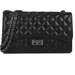 Quilted Crossbody Faux Leather Black Chain Bag